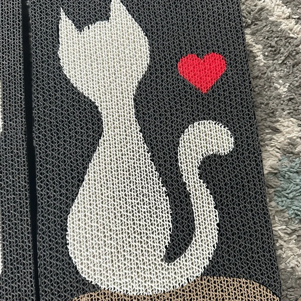 Adorable Neutral & Black Cat Cactus Scratcher Wall Art Pads w/ Red Heart 5 Pack